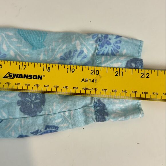 Sigrid Olsen Linen Button Up Blue Seahorse Shirt XS - Picture 8 of 9